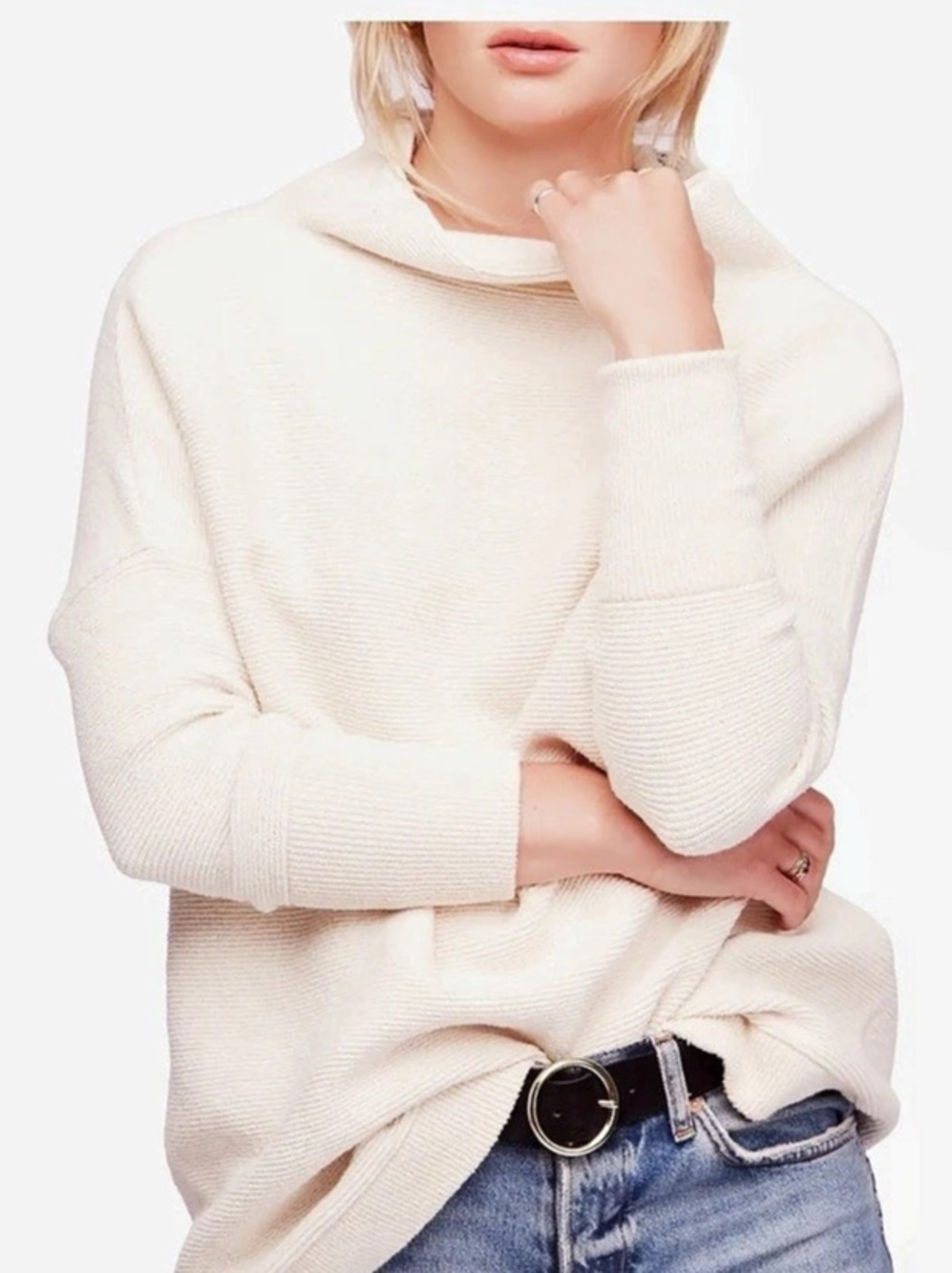 NWT Free People Ottoman Slouchy Tunic Sweater Cream Large